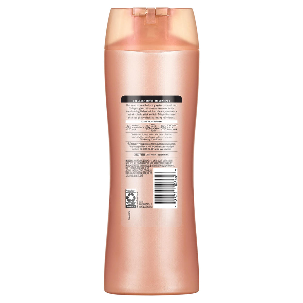Suave Professionals Collagen Infusion Shampoo, brillo saludable para cabello suave.