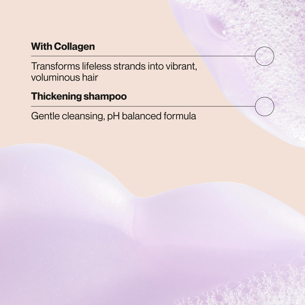 Suave Professionals Collagen Infusion Shampoo, espuma suave para una limpieza delicada.