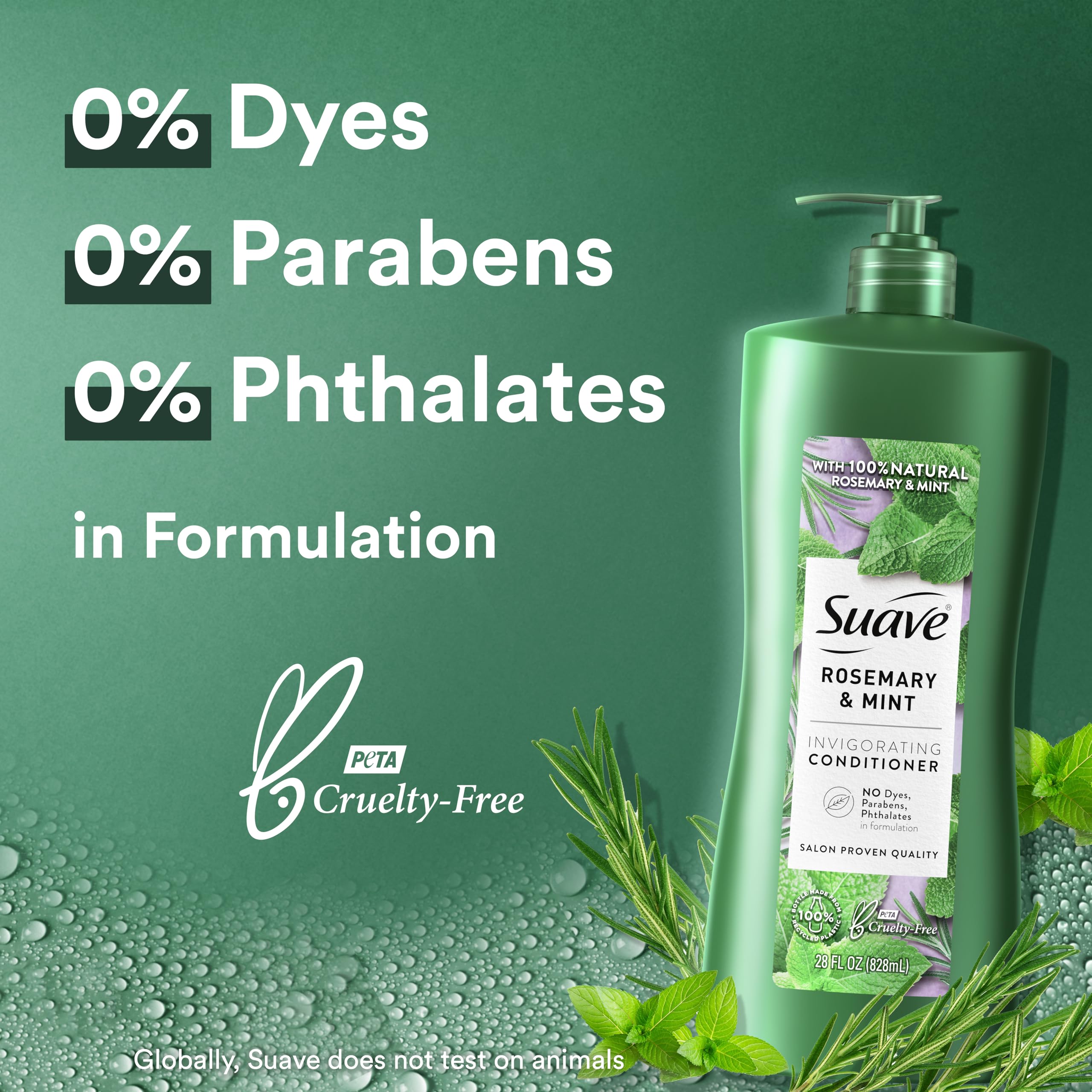 Suave romero-menta acondicionador para uso diario, cabello suave y brillante.