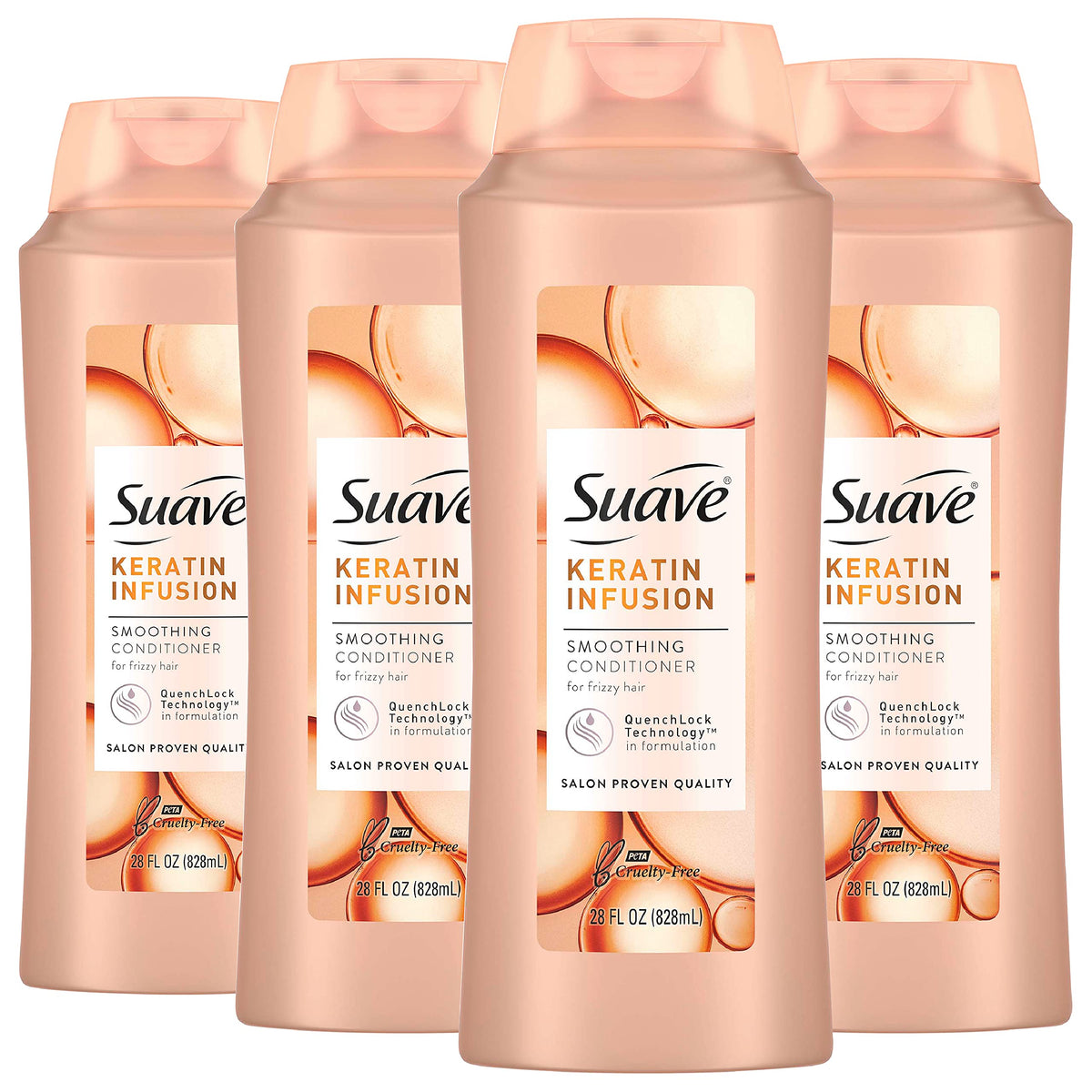 Suave Professionals Keratin Infusion conditioner bottle front for smooth, manageable hair.