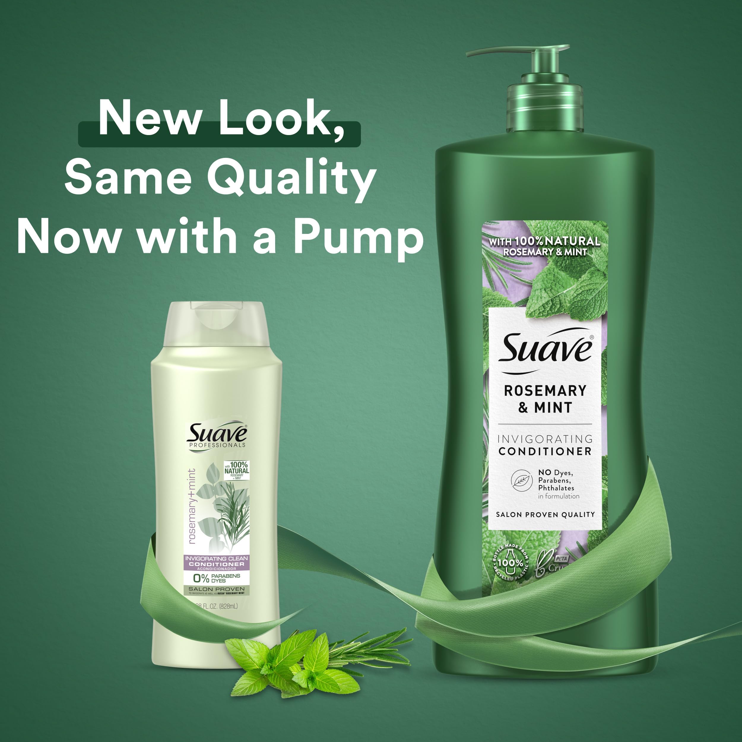 Resultado suave y saludable con acondicionador romero-menta de Suave, cabello nutrido.
