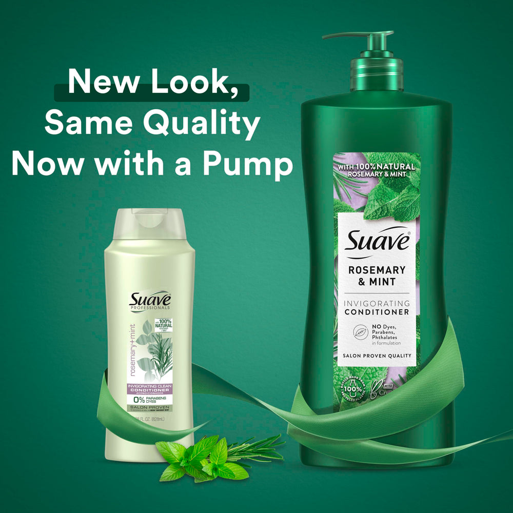 Resultado suave y saludable con acondicionador romero-menta de Suave, cabello nutrido.