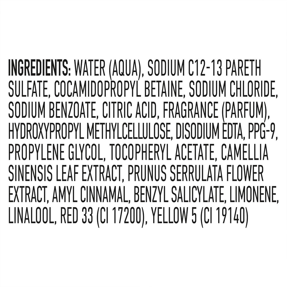 Packaging on shelf for Suave Wild Cherry Blossom shampoo in a home routine.