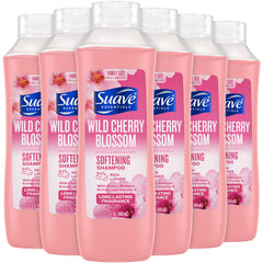 Suave Wild Cherry Blossom shampoo six-pack bottles offering convenient value.