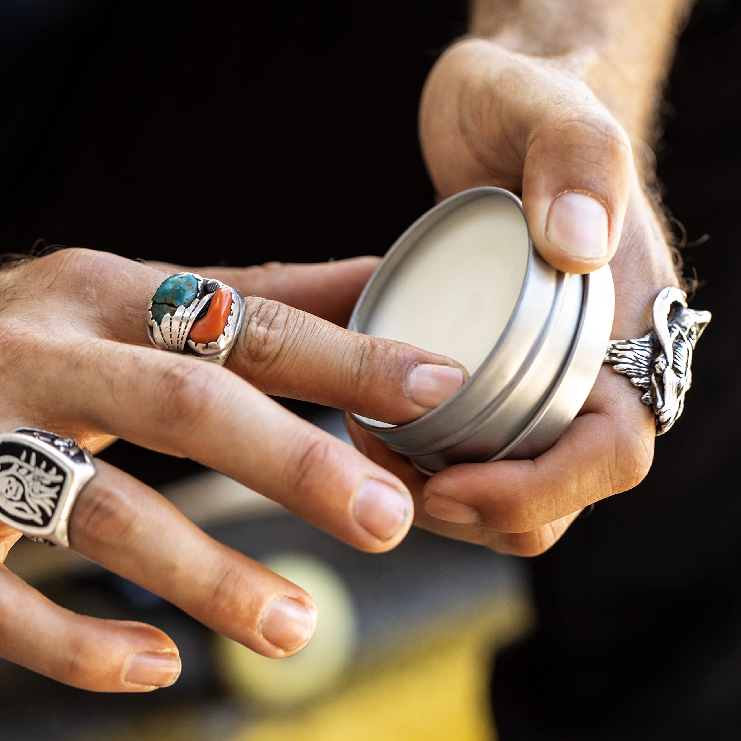 Mustache and beard care with Suavecito balm for daily grooming