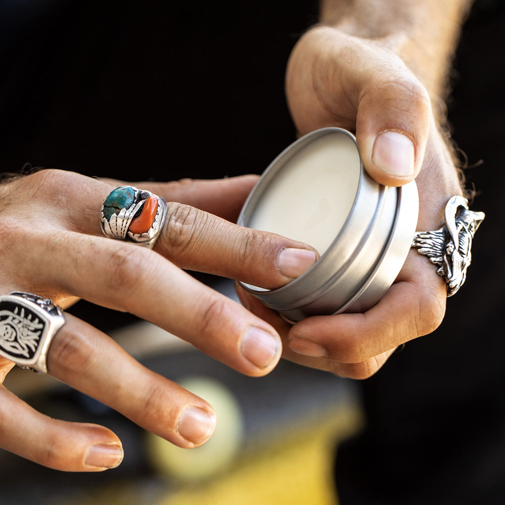 Mustache and beard care with Suavecito balm for daily grooming