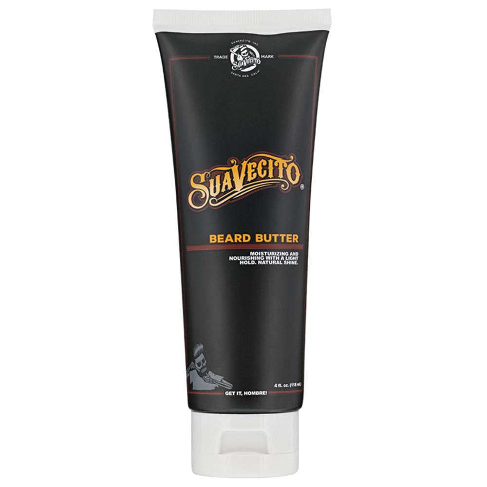 Suavecito Beard Butter original scent bottle offers compact hydration with a subtle natural shine.