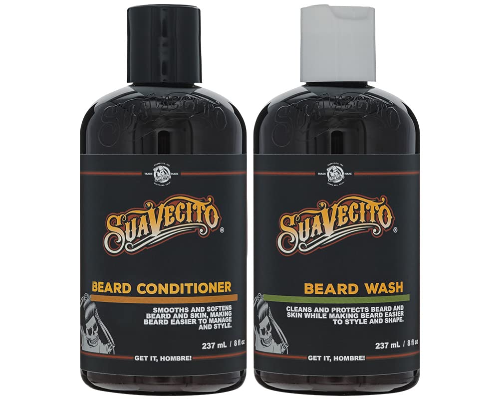 Suavecito Beard Wash bottle front for easy grooming.