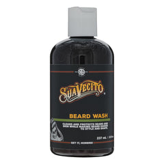 Suavecito beard wash bottle front view for premium cleansing of face and beard.