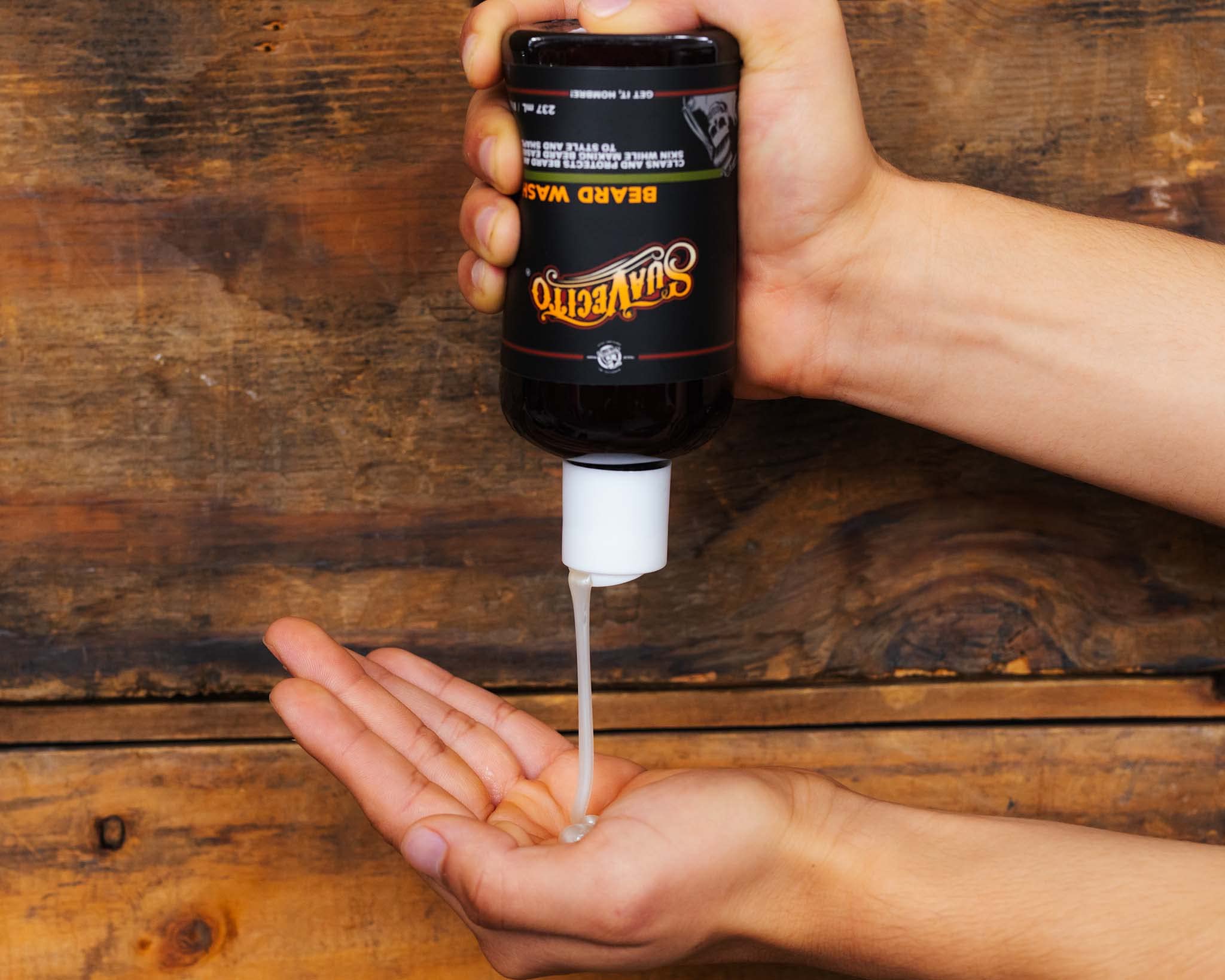 Suavecito beard wash rich lather close-up highlighting deep cleansing for skin and hair.