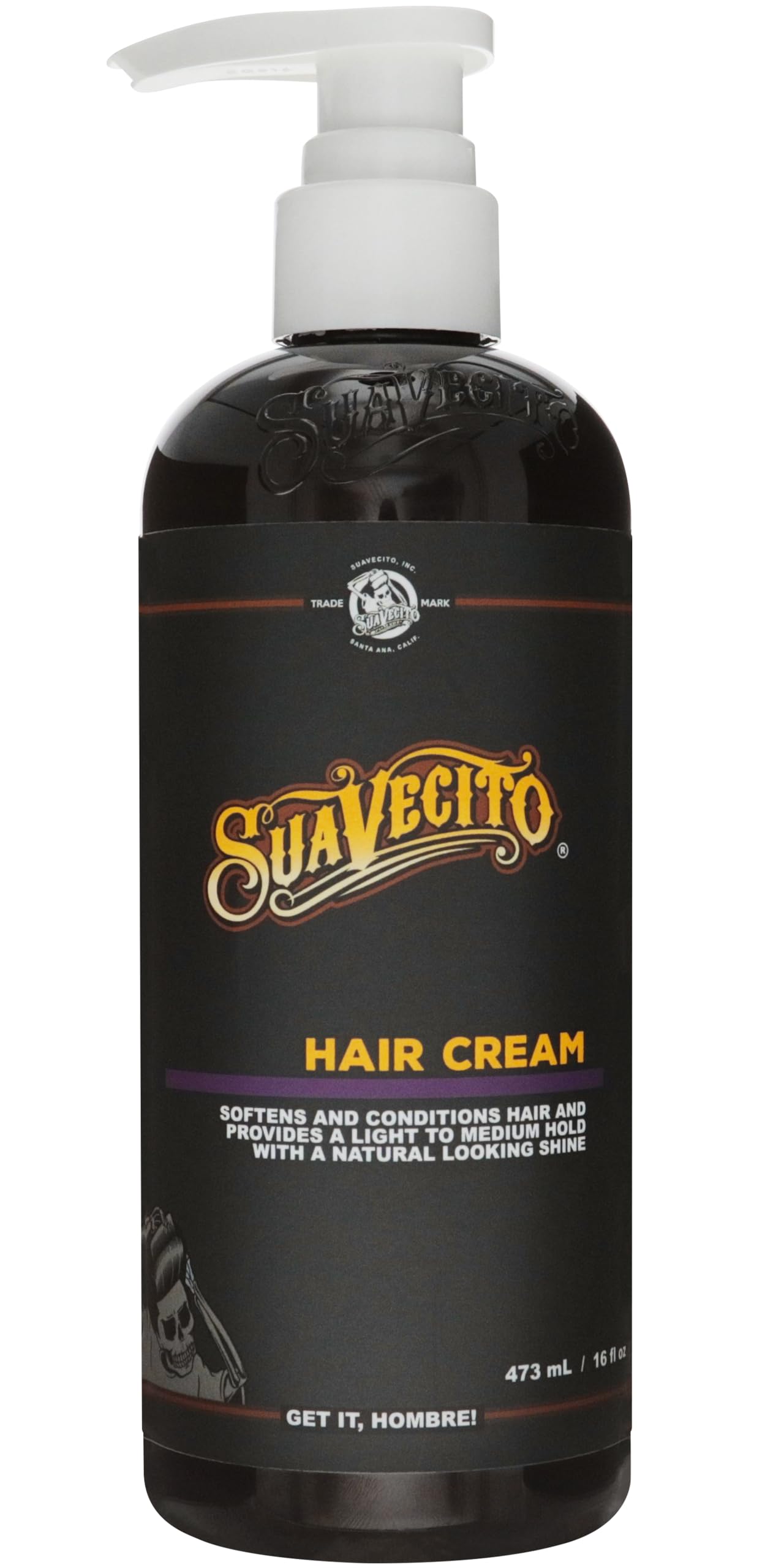 Suavecito crema para el pelo con brillo natural y acabado suave.