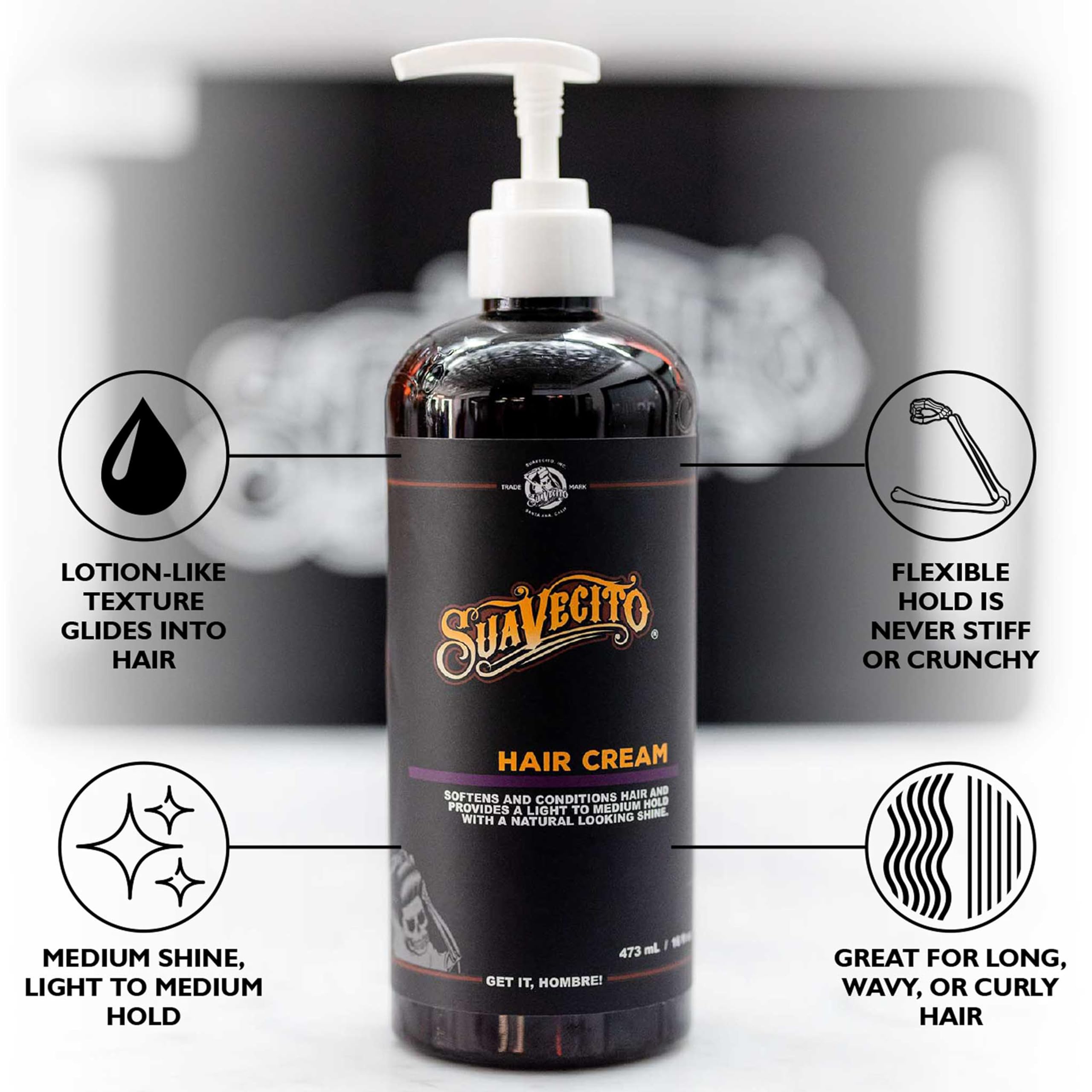 Sujeción ligera de Suavecito para mantener estilo todo el día sin sensación áspera.