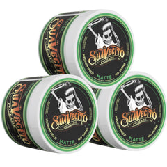 Dab application of Suavecito Matte Pomade demonstrates easy work-in and quick shaping.