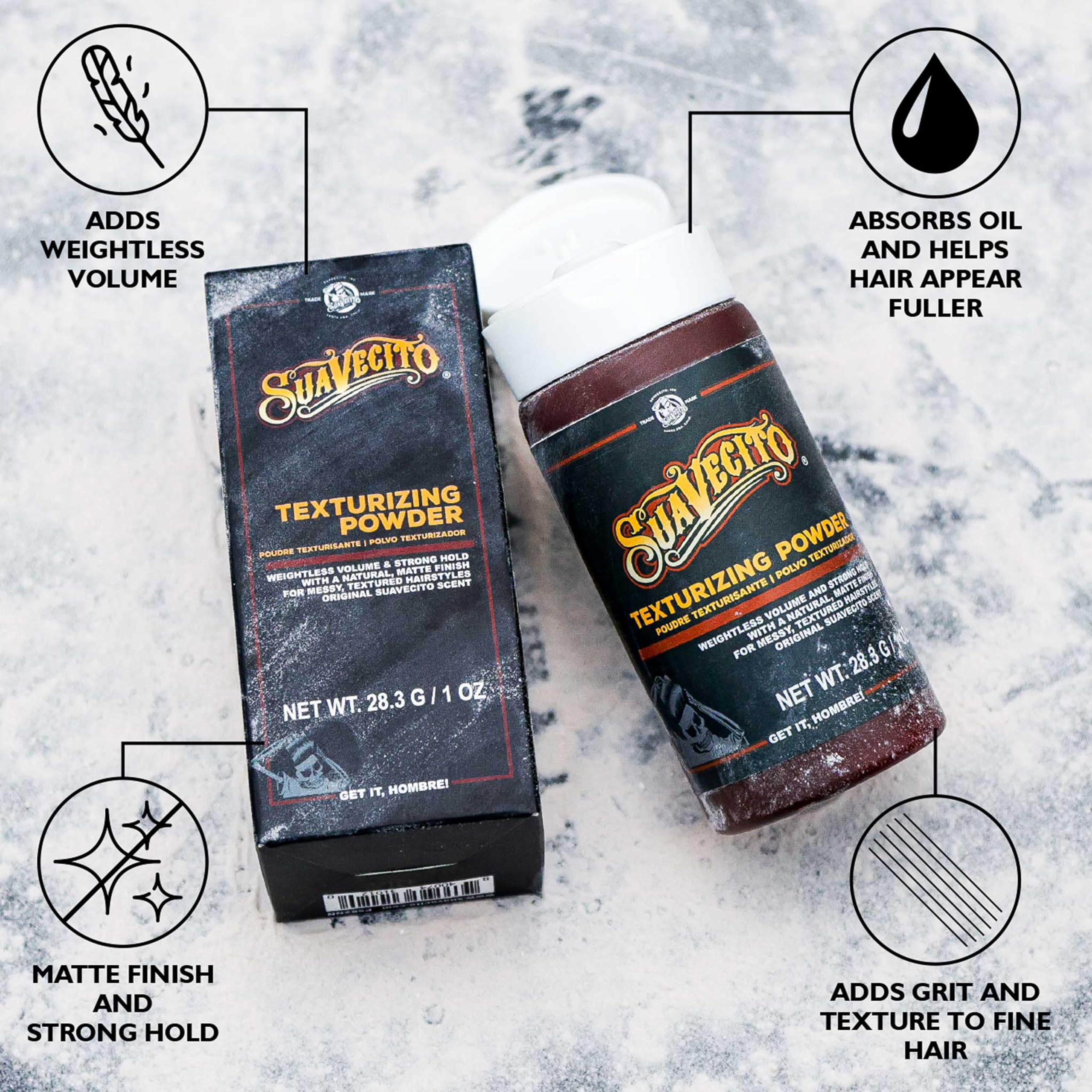 Suavecito polvo absorbe aceite para cabello limpio y ligero