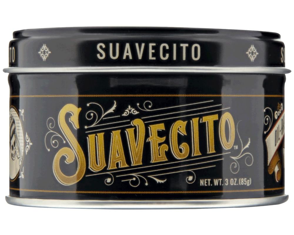 Suavecito pomada aceite lata original, empaque visible para peinado duradero