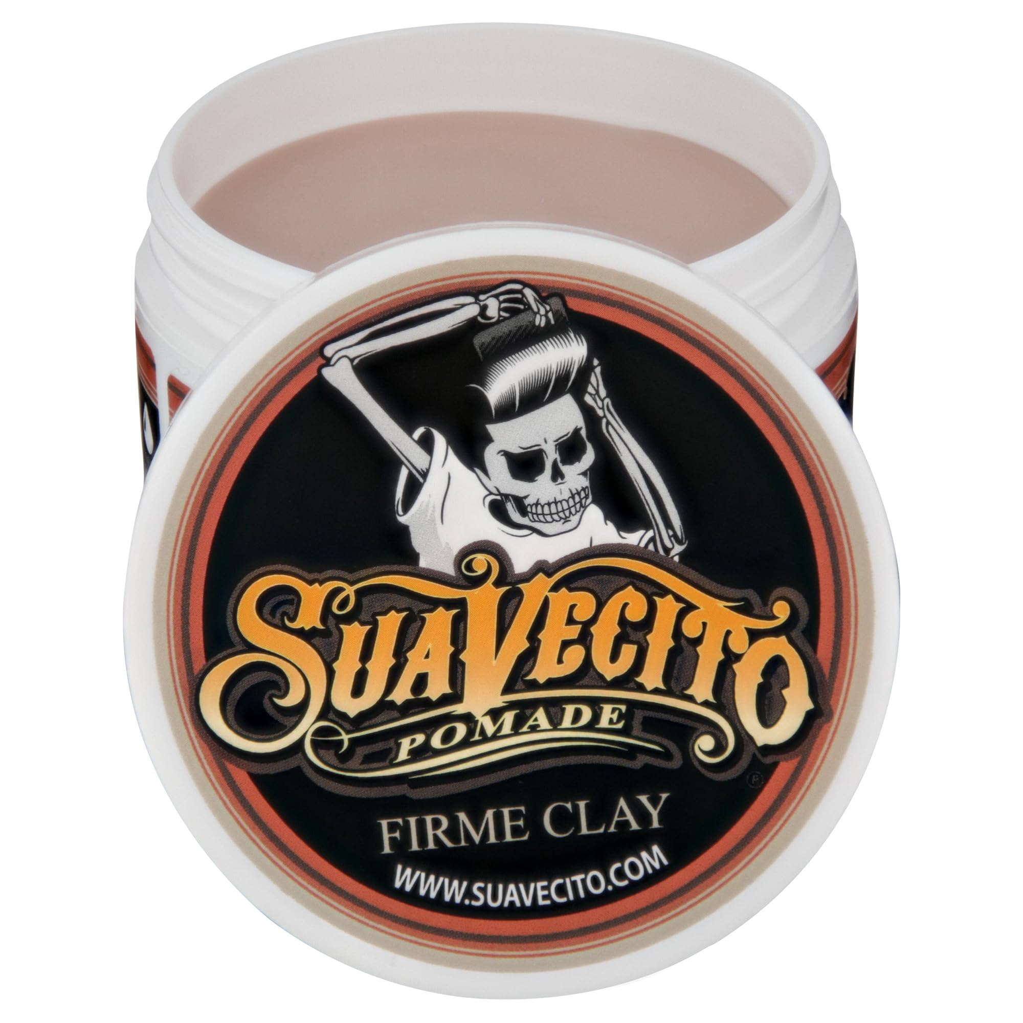 Suavecito Pomada Firme Arcilla 5 oz, acabado mate, fijación duradera para peinados discretos.
