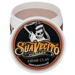Suavecito Pomada Firme Arcilla 5 oz, acabado mate, fijación duradera para peinados discretos.