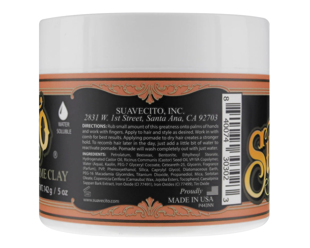 Aplicación fácil de Suavecito Pomada Firme Arcilla 5 oz para definición y textura masculina.