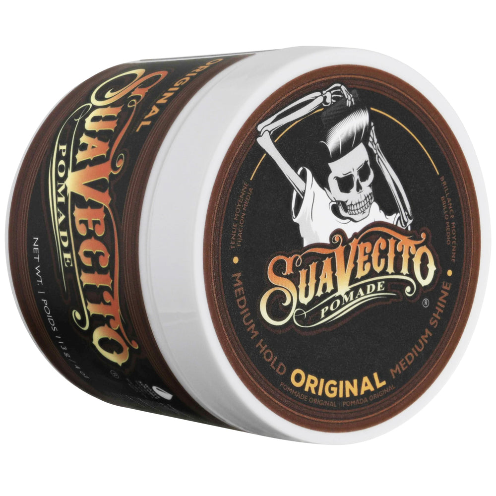 Suavecito Pomada Original Hold, adecuado para estilos clásicos y modernos.