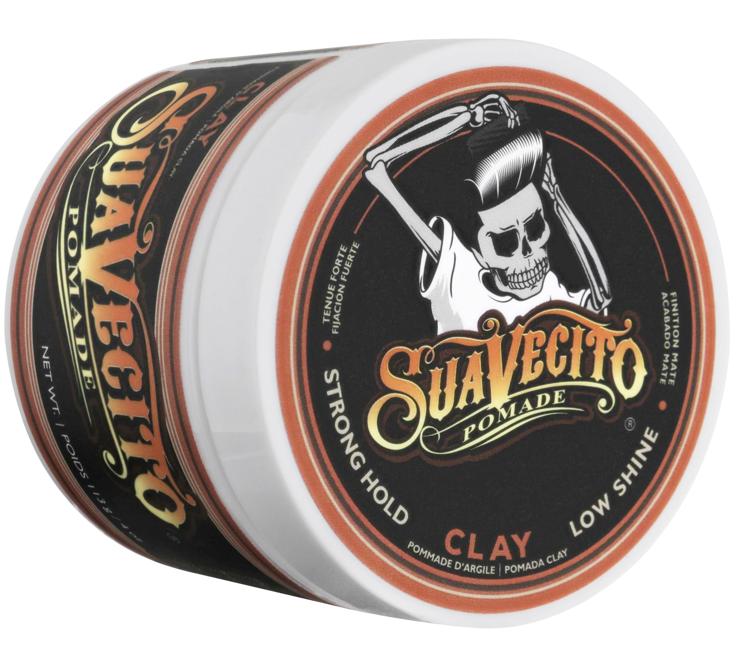 Suavecito Pomade Firme Clay aplicación rápida para un peinado sin esfuerzo.