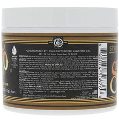 Suavecito Pomade Firme Whisky, primer plano de la lata, brillo moderado.