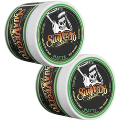 Hands apply Suavecito Pomade Matte for easy glide and controlled styling.