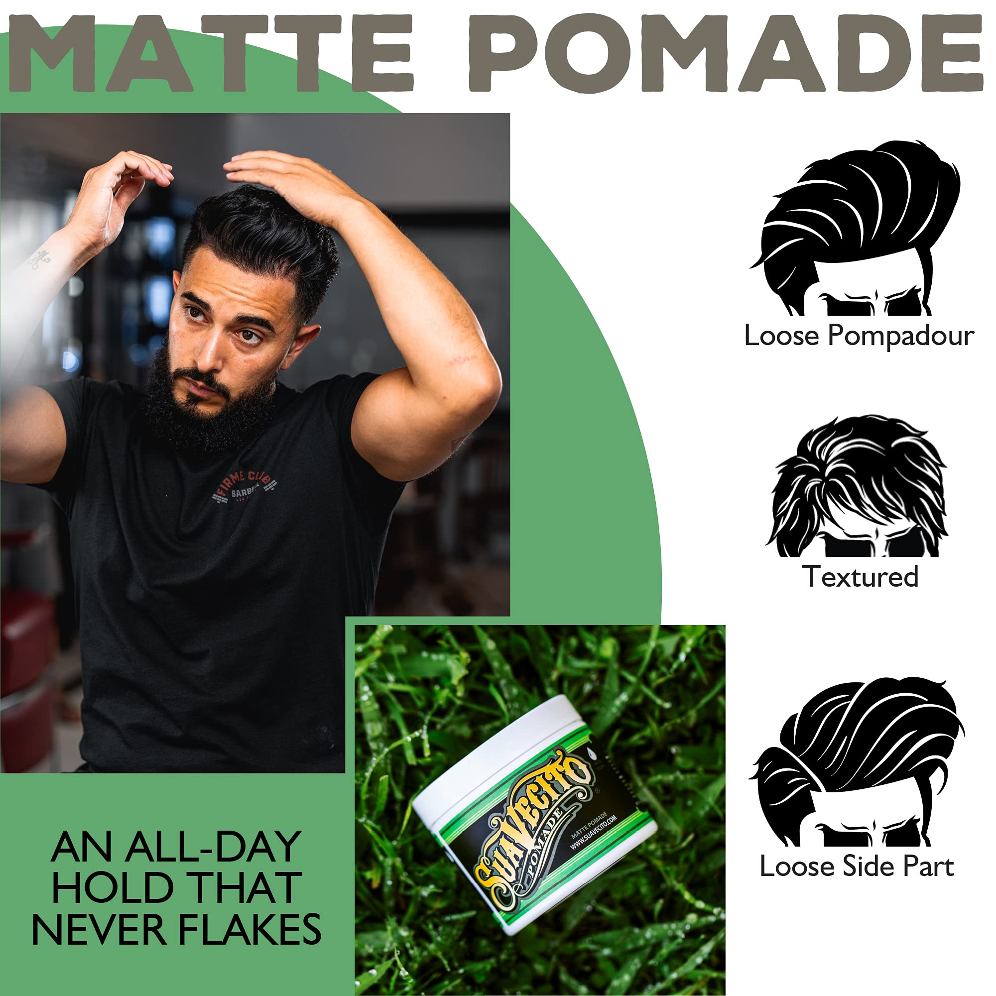 Suavecito Pomade Matte: aplicación cremosa facilita peinado rápido y sin tirones