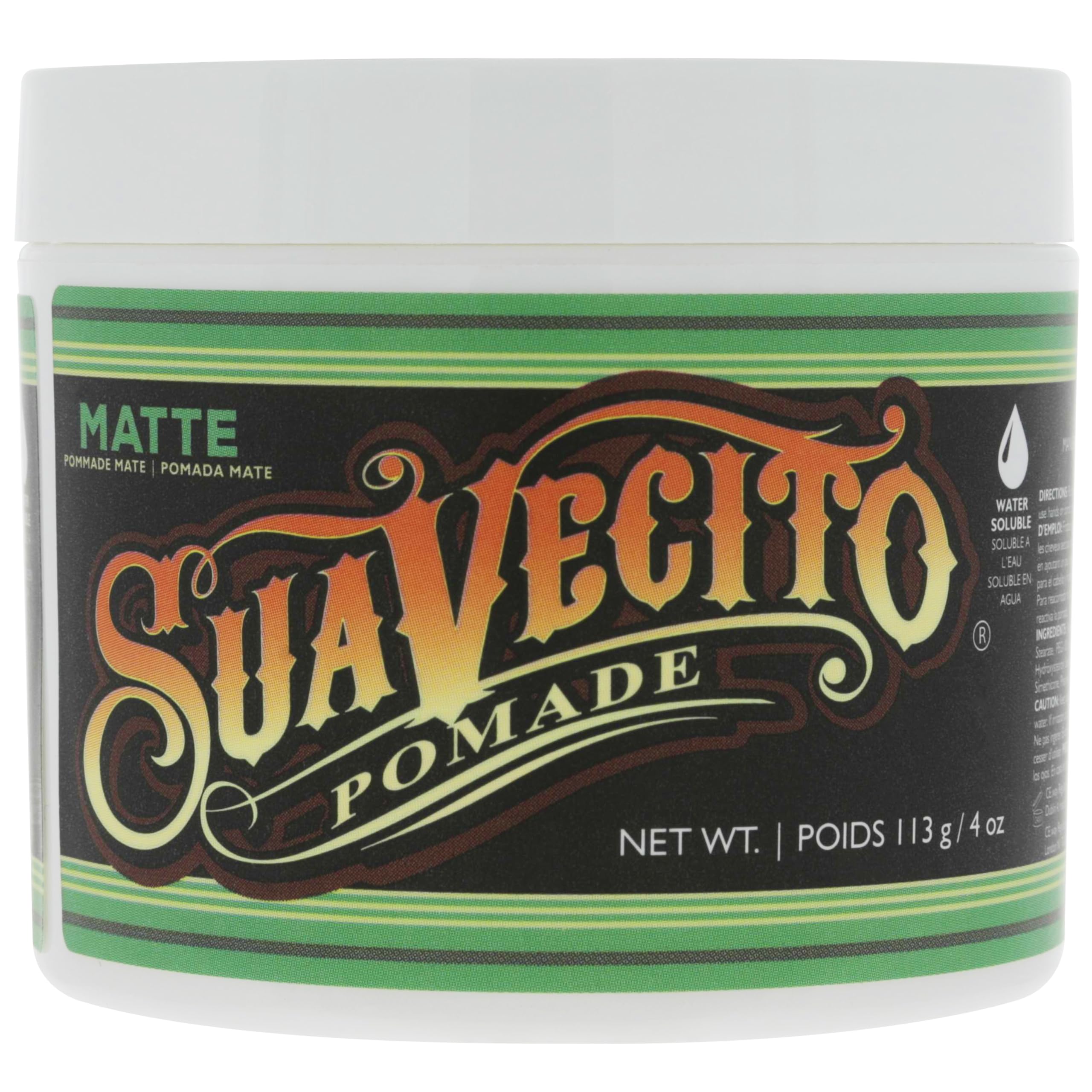 Water-wash-out lets you rinse Suavecito Pomade Matte easily.