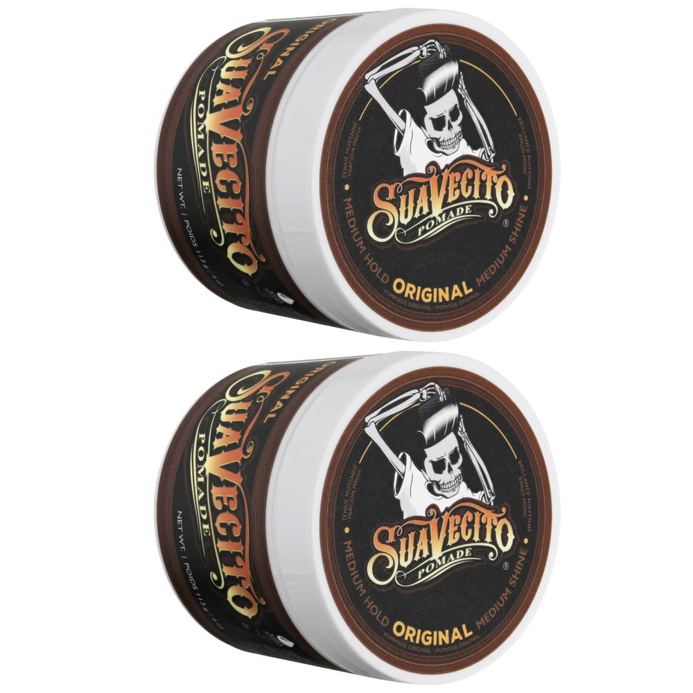 Suavecito Pomade Original hair application demonstrating smooth, even distribution.