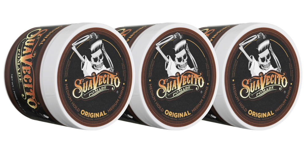 Suavecito Pomade Original Hold 4 oz packaging front showing bold branding for daily use
