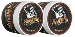 Suavecito Pomade Original pack shot highlighting all-day hold and shine.