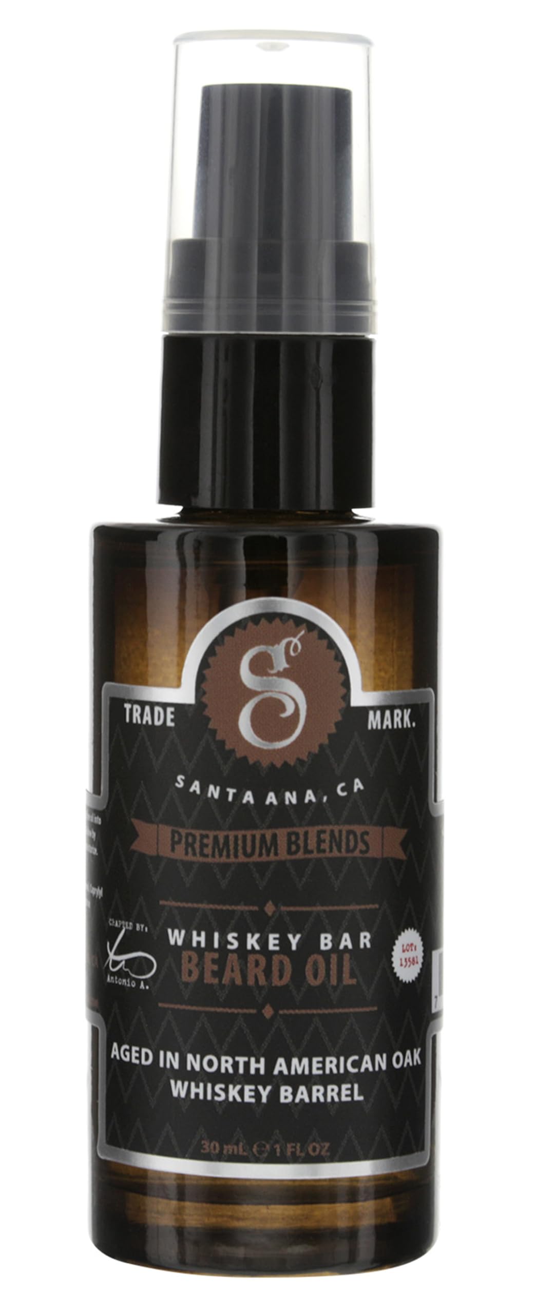 Suavecito Premium Blends Beard Oil bottle with pump for easy application.