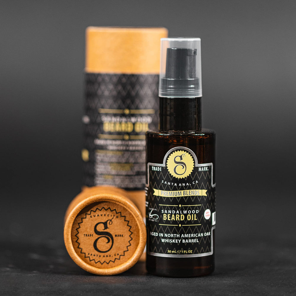 Suavecito Premium Blends Sandalwood fragrance evokes warm, earthy scent.