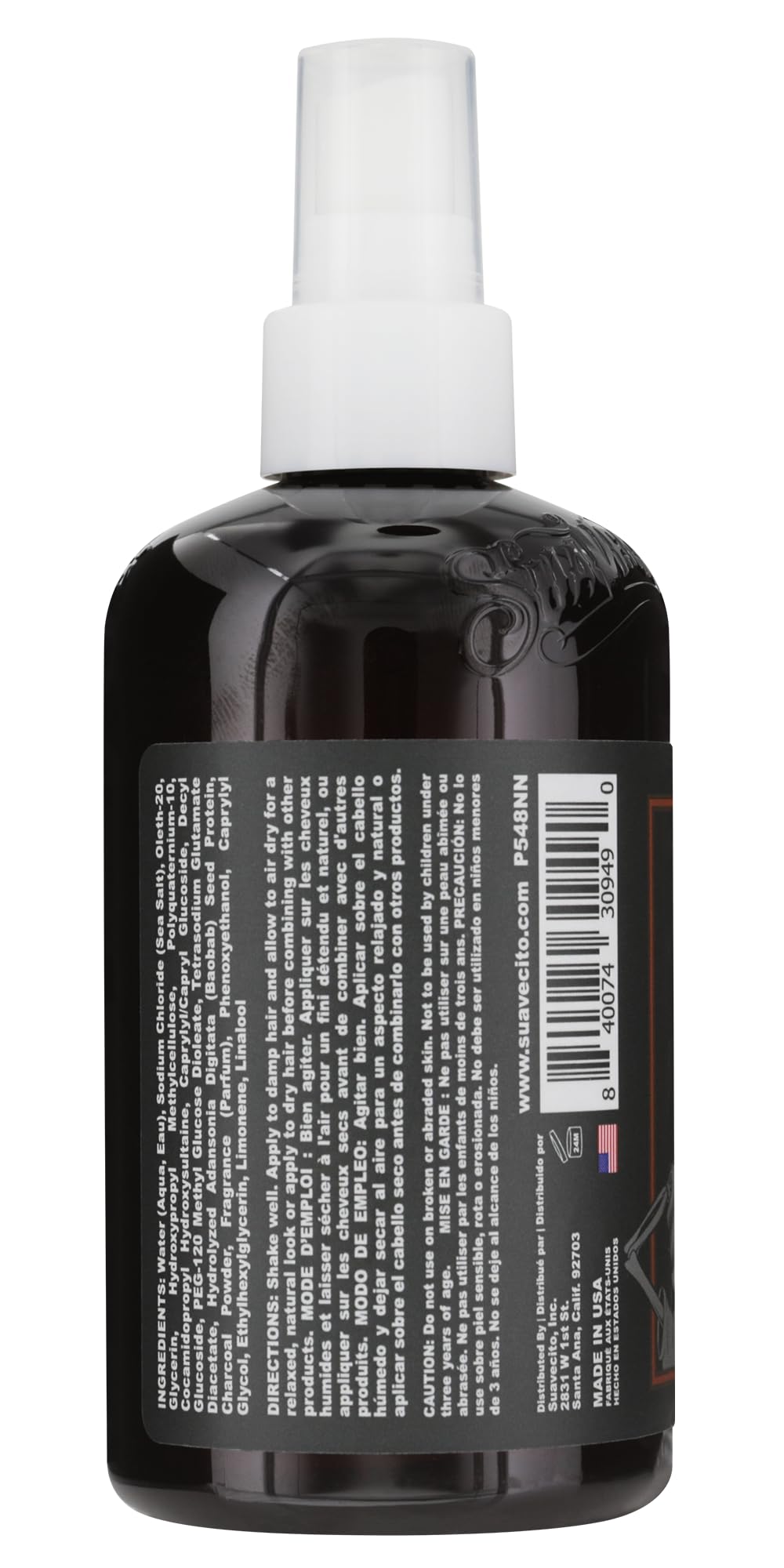 Suavecito Spray de Sal Marina: detalle de textura para volumen ligero.