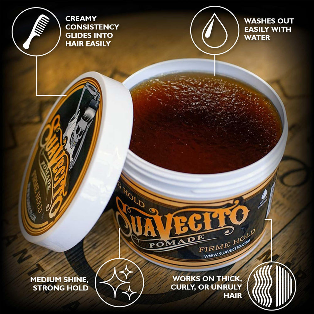 Applying Suavecito pomade into hair for even distribution