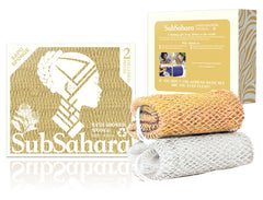 SubSahara authentic African net sponge with knit pattern for gentle exfoliation on body and face.