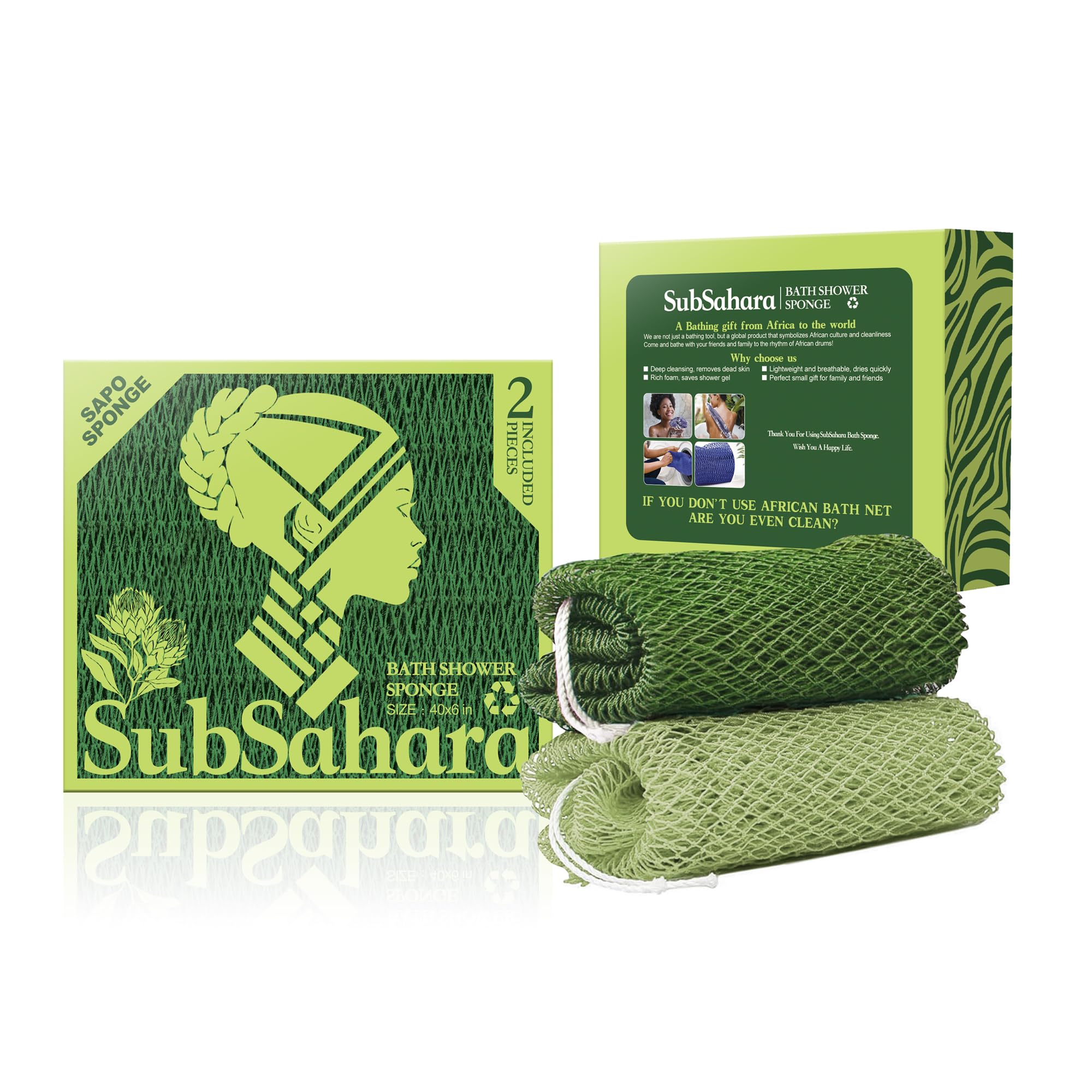 SubSahara two-pack African net sponge ready for shared routines