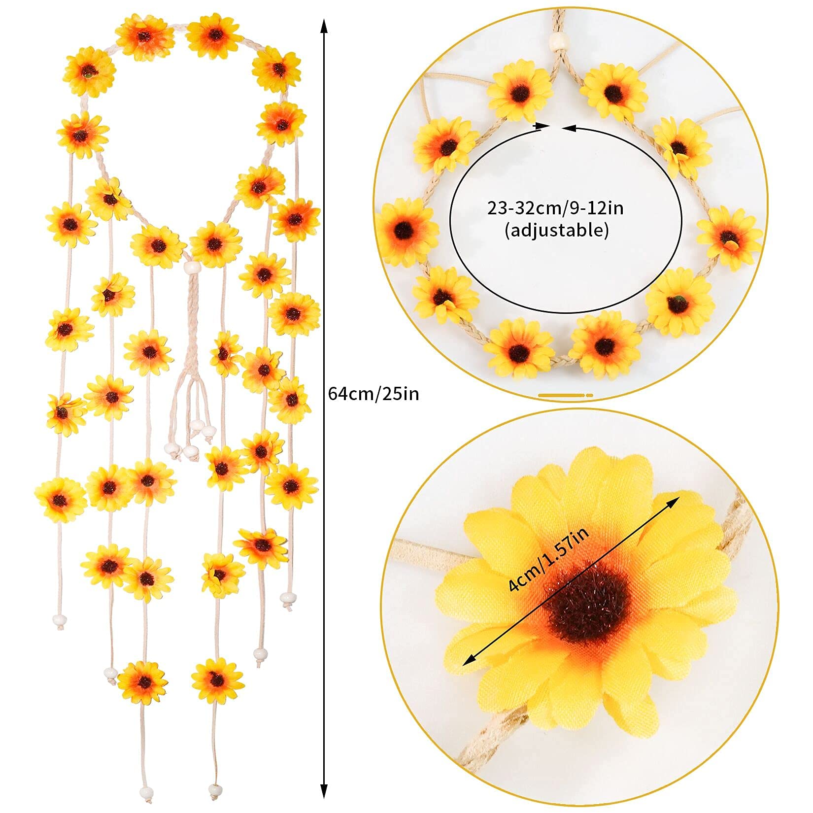 Diadema floral con ajuste de cuerda de Sucrain, perfecta para cabellos largos.