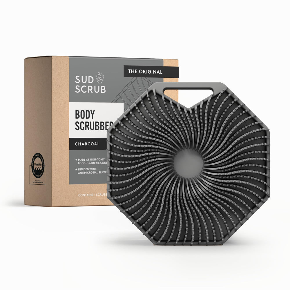 Sud Scrub antimicrobial silicone body scrubber with hygienic surface for fresher showers