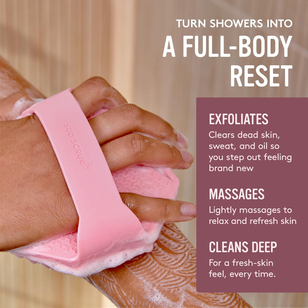 Sud Scrub durable food-grade silicone lasts through many showers.