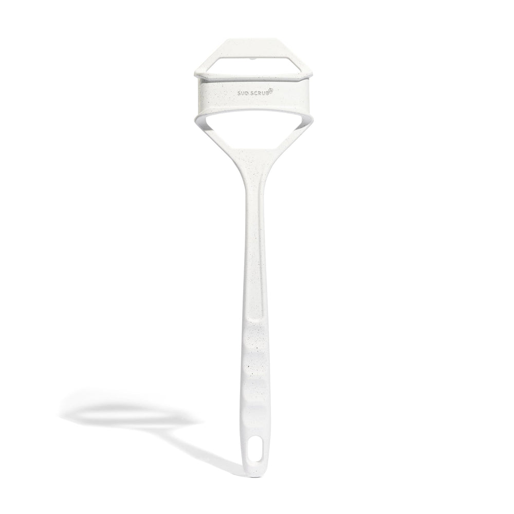 Sud Scrub extender handle angle view shows reach extension for back scrubbing.