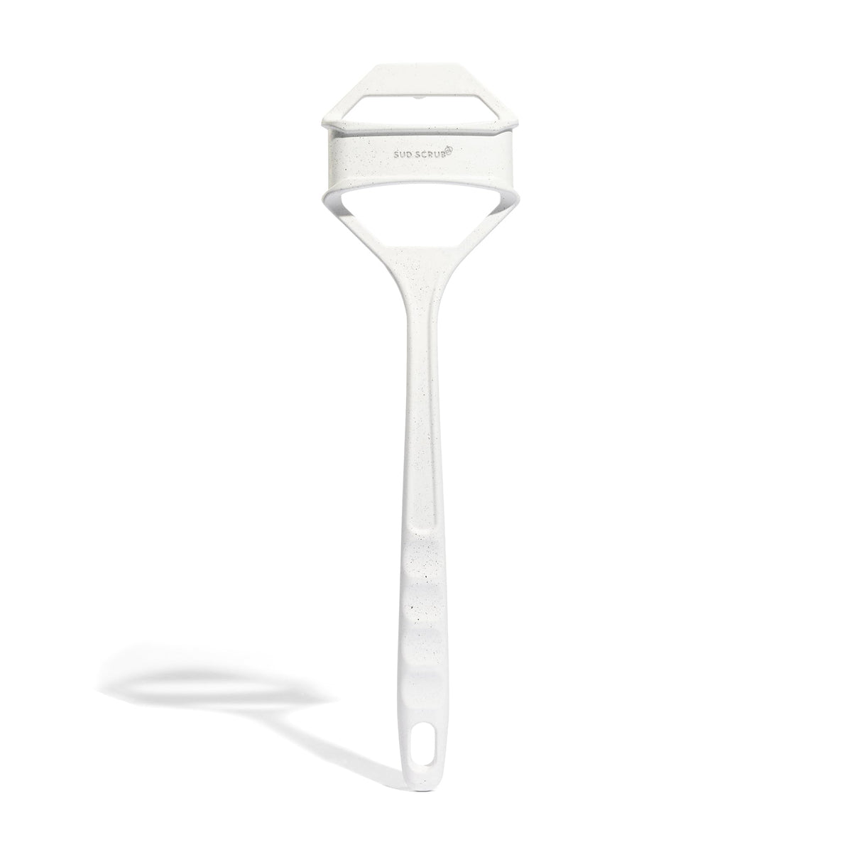 Sud Scrub extender handle angle view shows reach extension for back scrubbing.