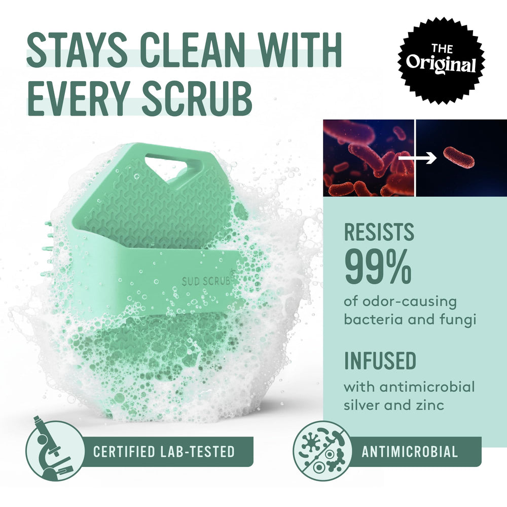 Sud Scrub flexible fins exfoliation closeup, gentle skin smoothing