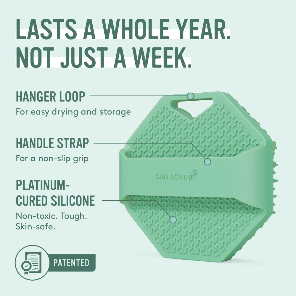 Sud Scrub ultra durable food-grade silicone closeup, lasting quality