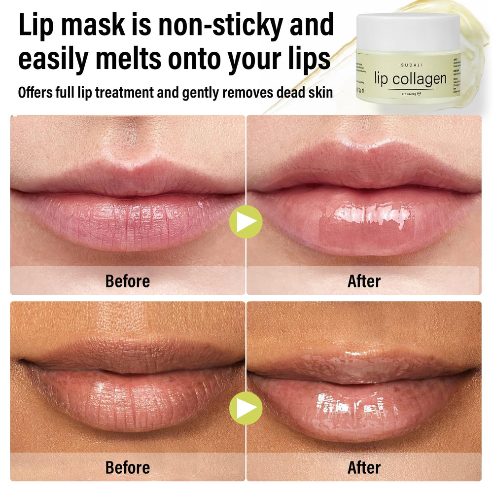 SUDAJI Ingredientes hidratantes con colágeno para labios más suaves y rellenados.