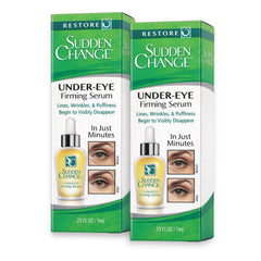Sudden Change Instant Under-Eye Serum bottle close-up showing fast-acting firming potential