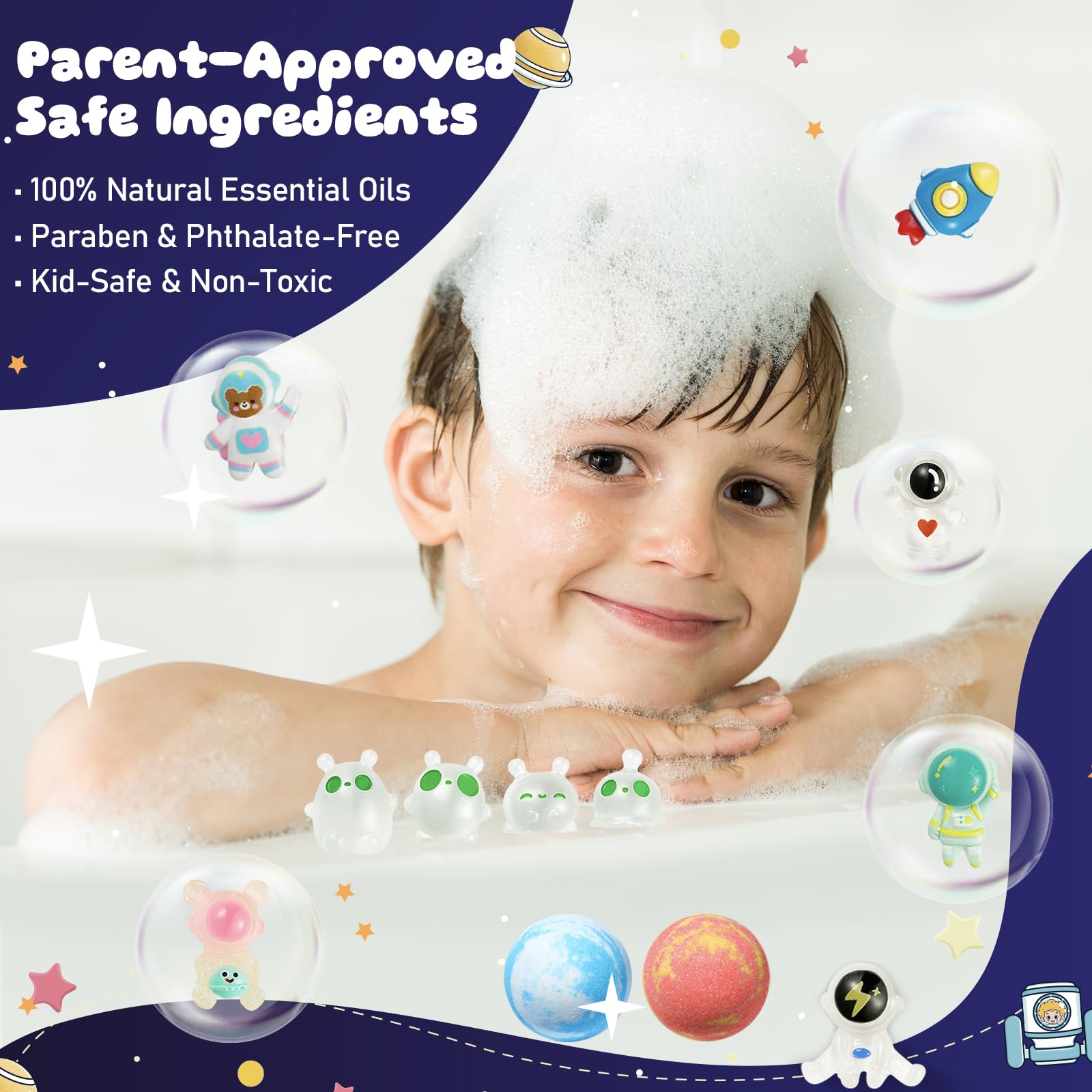 SudsyRoar bombas de baño planetas: colores y burbujas para una experiencia sensorial.