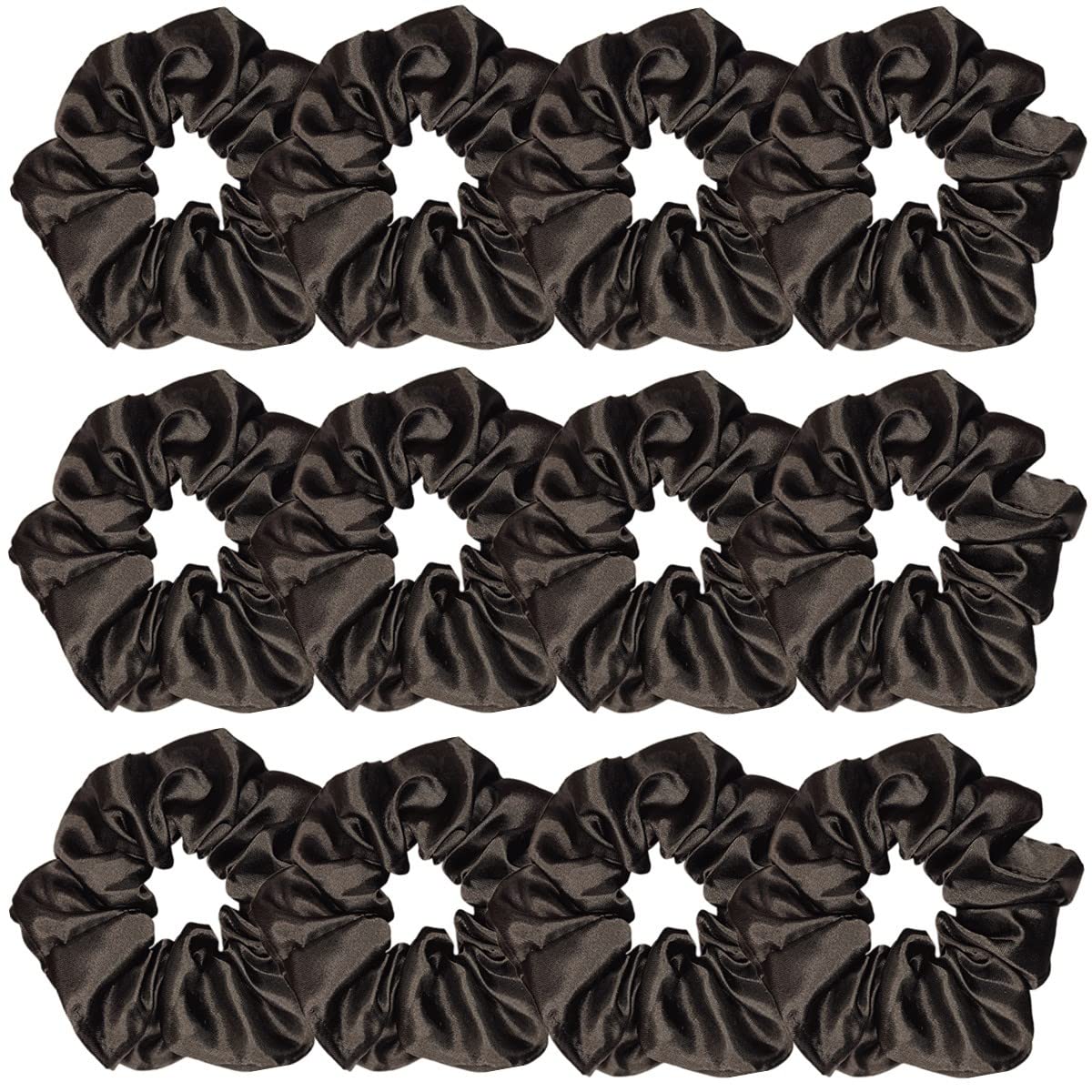 Sufermoe gomas satin negro 12 piezas para peinados variados.