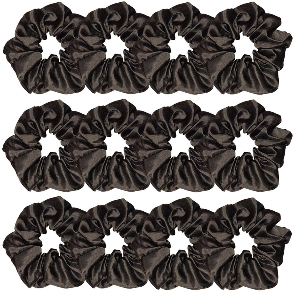 Sufermoe gomas satin negro 12 piezas para peinados variados.