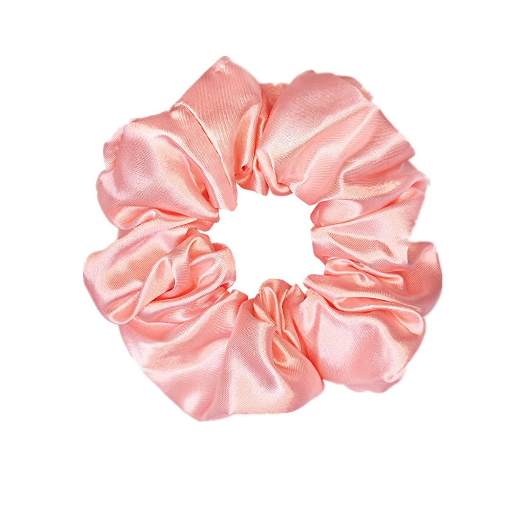 Open pack reveals six red Sufermoe satin scrunchies, versatile for outfits.